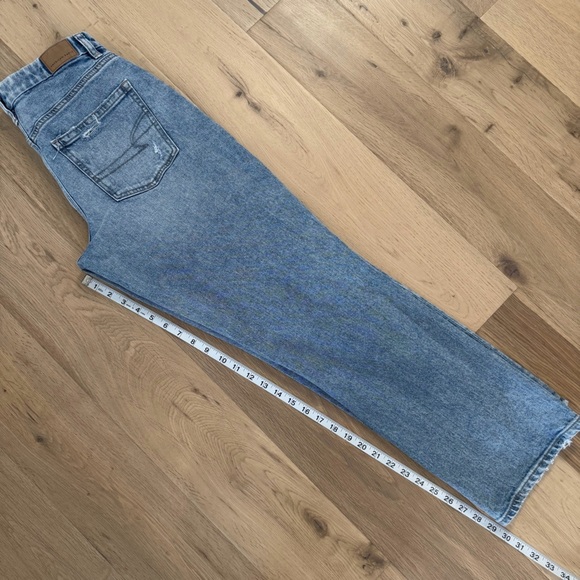 American Eagle Outfitters Blue Ripped Straight Leg Jeans - Picture 7 of 7